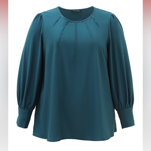 NWT BloomChic • Pleated Buttoned Sleeve, Teal, 3x 22-24 - Picture 4 of 5
